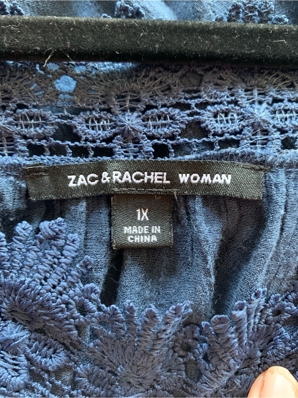 Zac & Rachel Semi Sheer Square Neck Crochet Blue Blouse Bell Sleeves Gypsy Drama - Picture 9 of 13